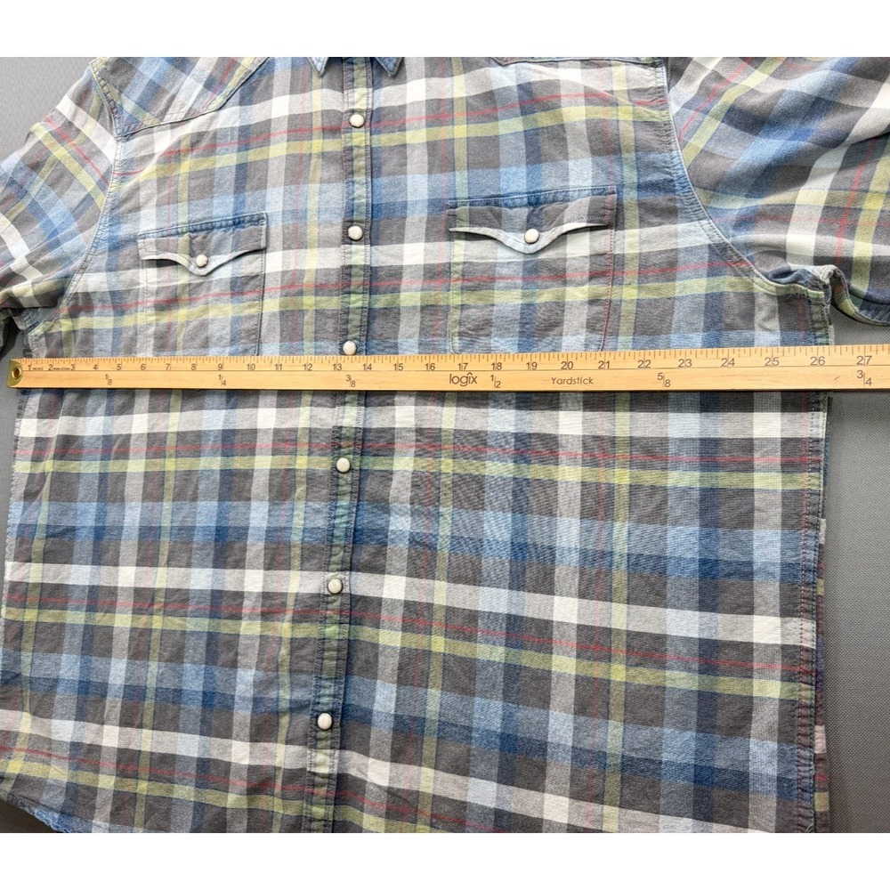 Lucky Brand Western Pearl Snap Shirt Blue Grey Plaid 7M44147 | Men's XXL - Picture 16 of 16